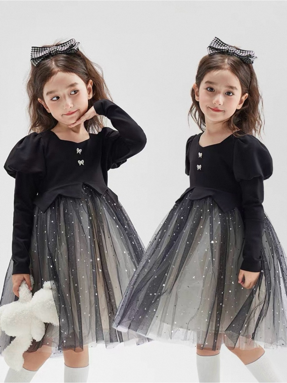 Black Sparkle Tulle Girls' Party Dress